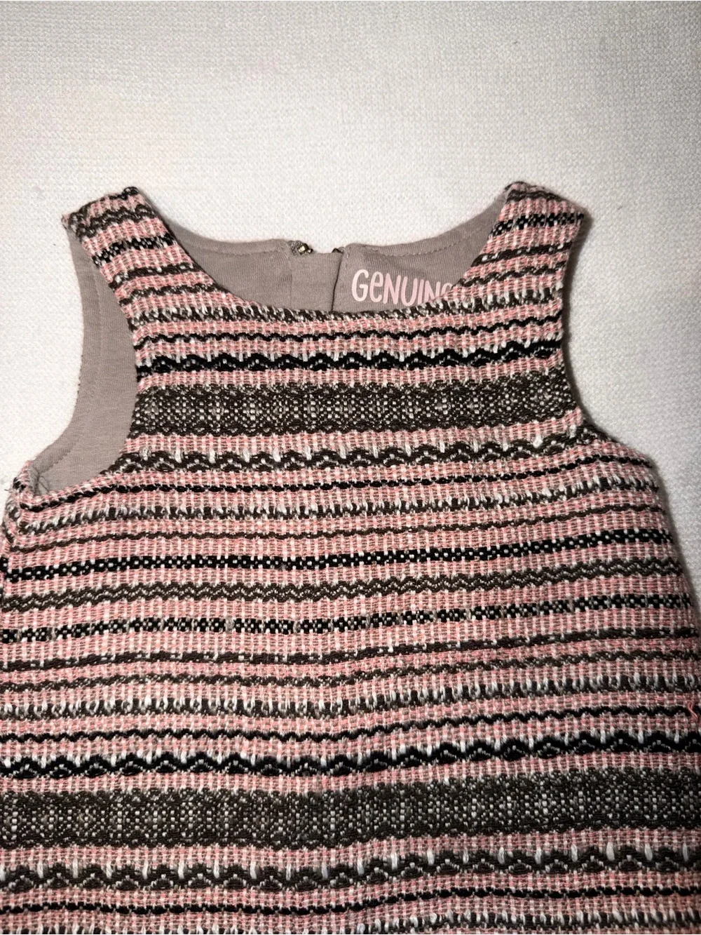 OshKosh B'gosh Pink and Gray Striped Knit A-Line Dress